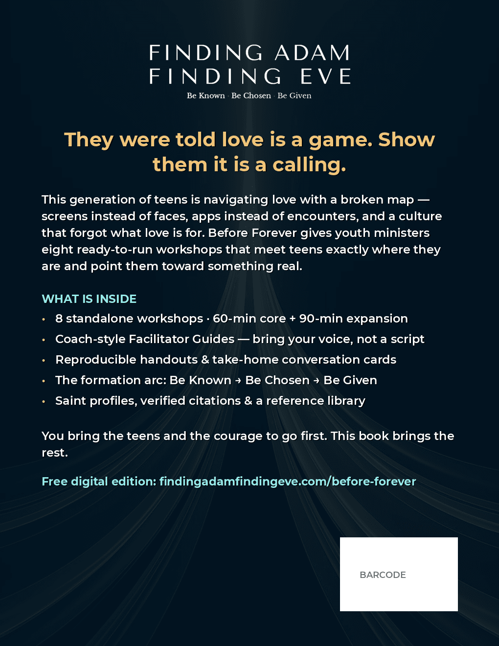 Before Forever Youth Ministry Workshops — Facilitator Guide (eBook) back cover